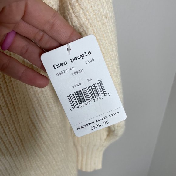 Free People Eleven Sweater in Cream Size XS New OB870945 Turtleneck Tunic - Picture 8 of 12